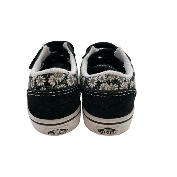 Vans Black Daisy Print Velcro Sneakers - Size 8.5
