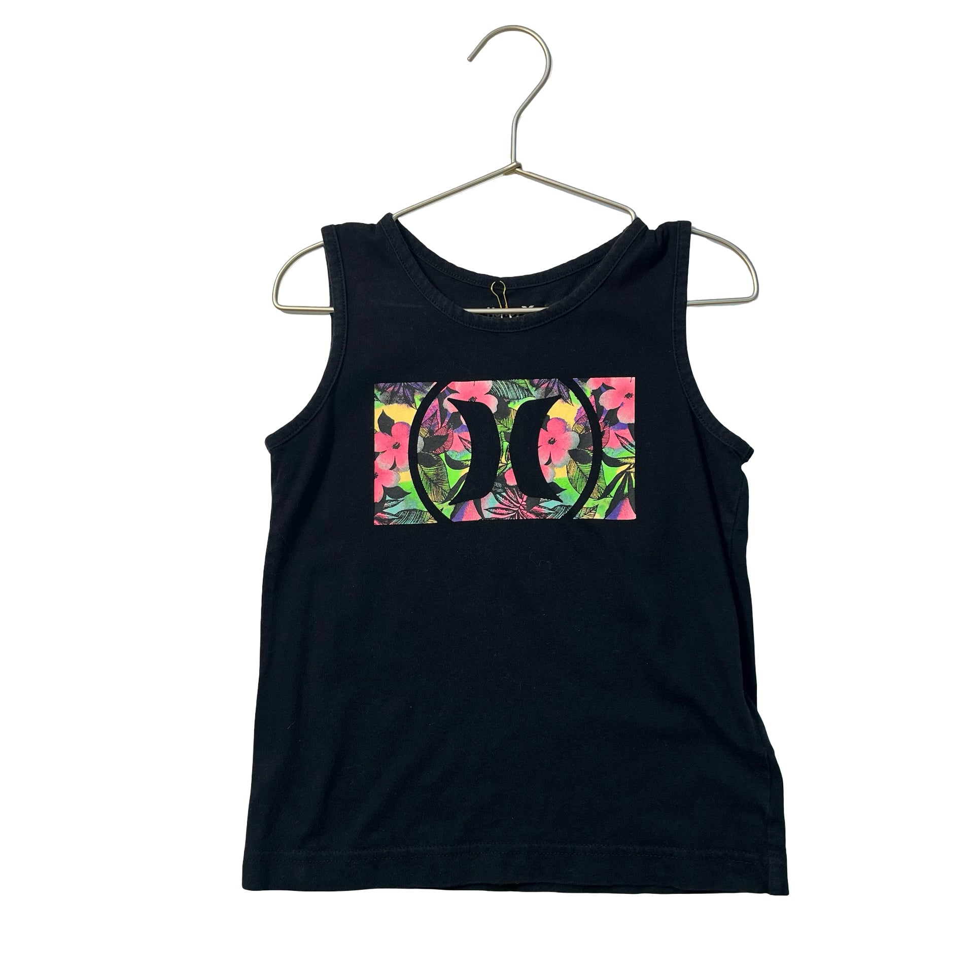 Hurley Black & Neon Floral Logo Tank Top - Size 6