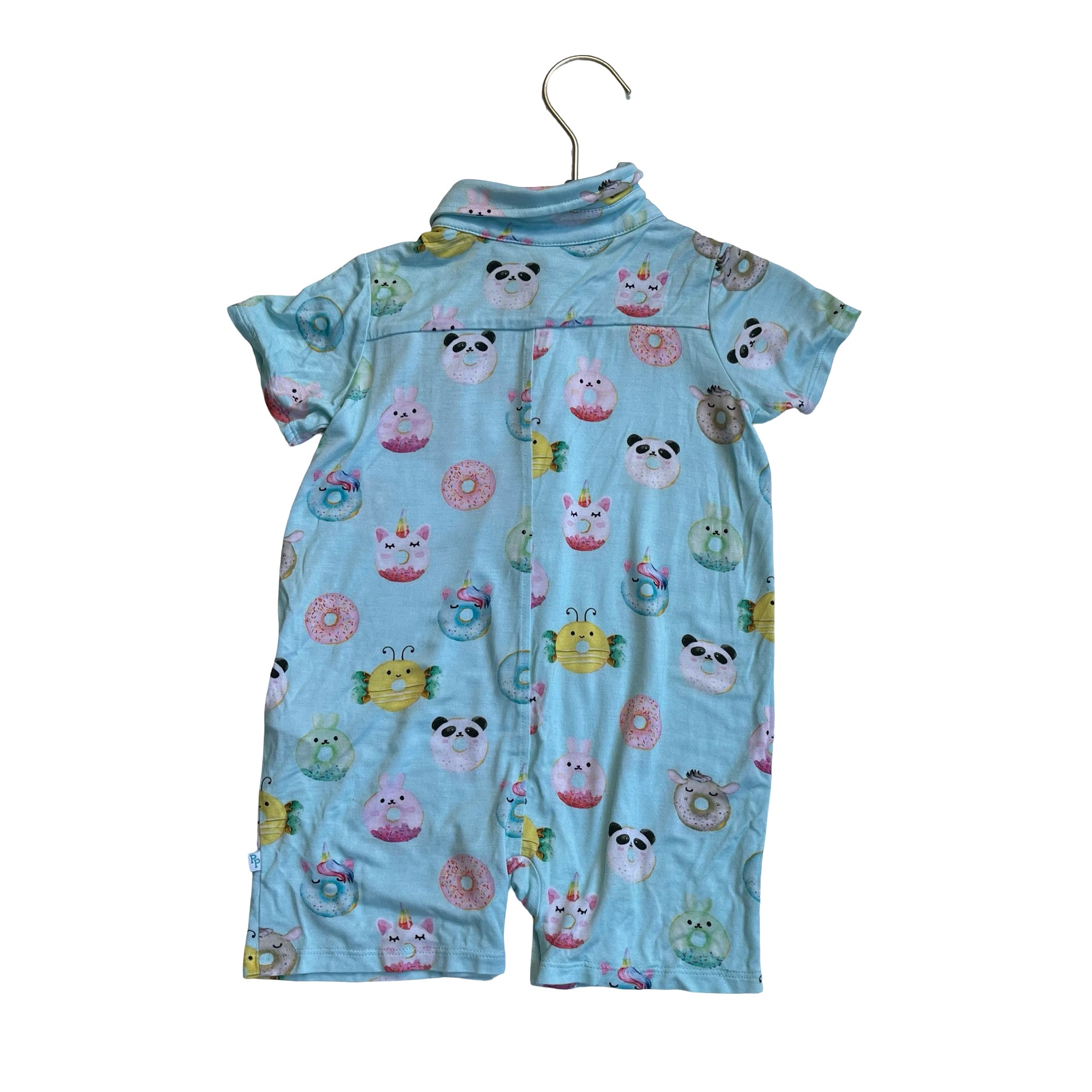 Posh Peanut Light Green Animal Donut Print Polo Romper - Size 18-24 Mo