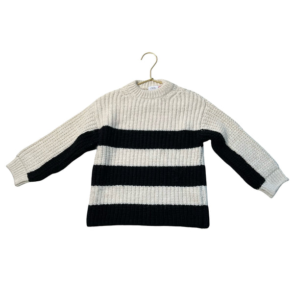 Zara Ivory & Black Striped Sweater - Size 4-5