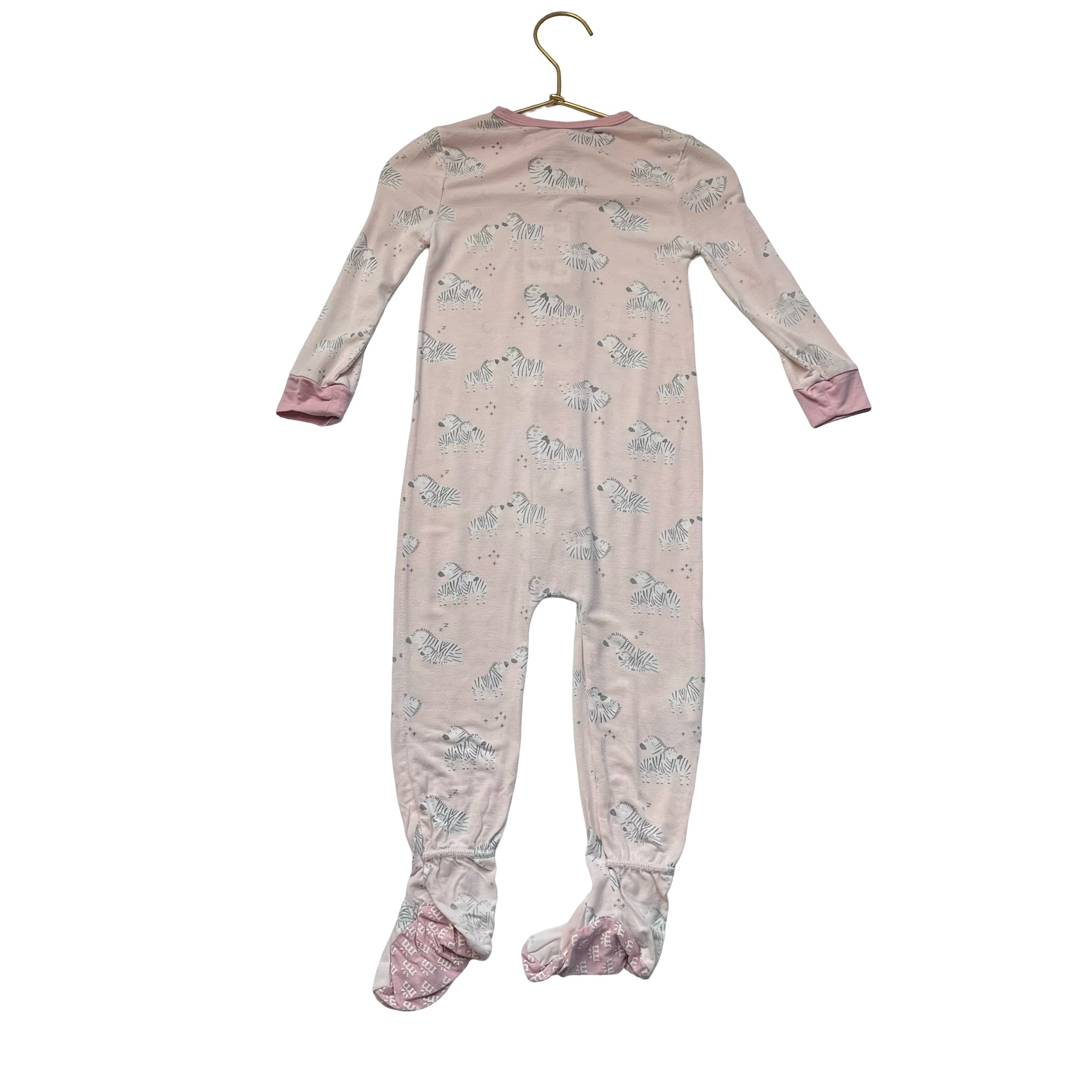 Magnetic Me Pink Zebra Print Footed PJs - Size 12-18 Mo