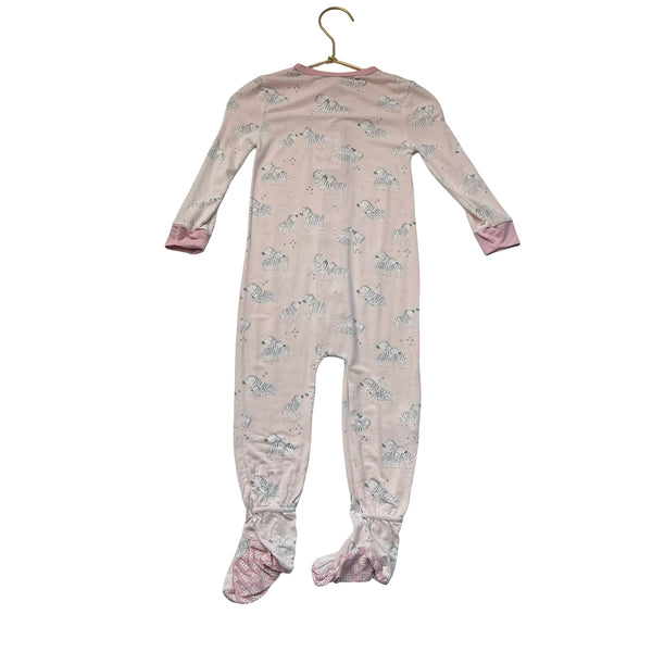 Magnetic Me Pink Zebra Print Footed PJs - Size 12-18 Mo
