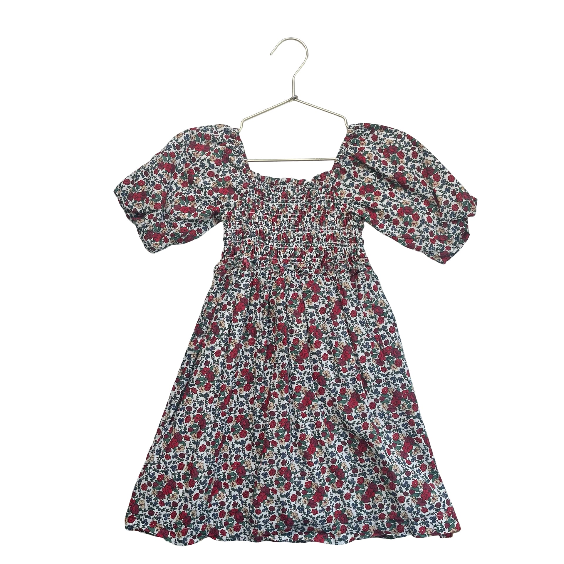 Hope & Henry Red, Green & Ivory Floral Smocked Dress - Size 5