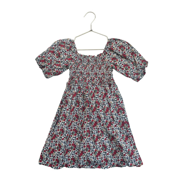 Hope & Henry Red, Green & Ivory Floral Smocked Dress - Size 5