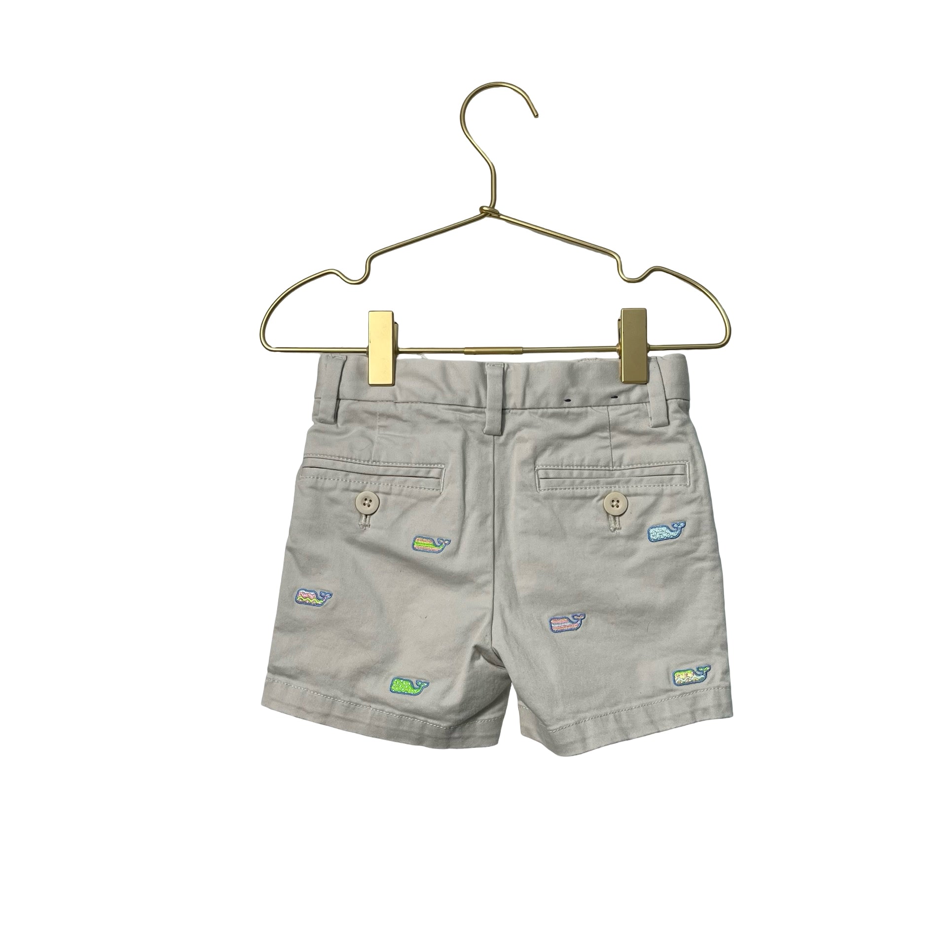 Vineyard Vines Light Khaki & Pastel Embroidered Whale Shorts - Size 2T