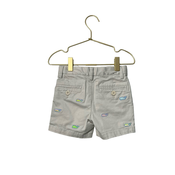Vineyard Vines Light Khaki & Pastel Embroidered Whale Shorts - Size 2T