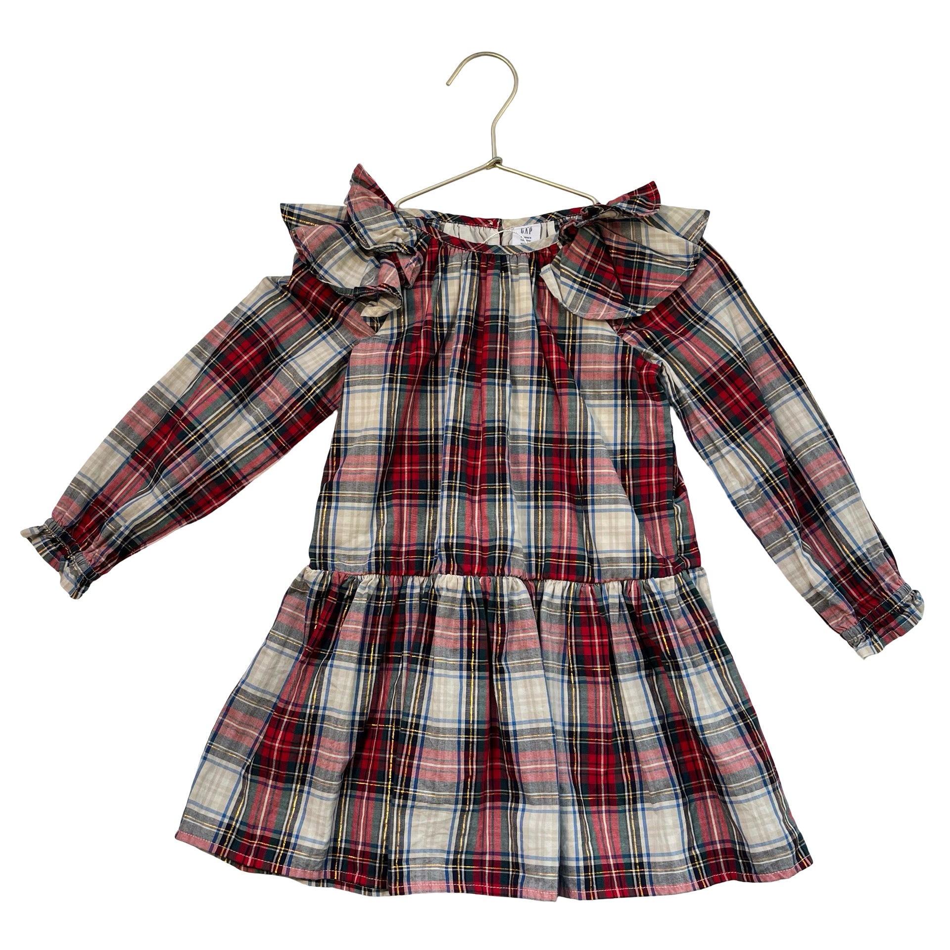 Baby Gap Tartan Plaid & Gold Metallic Dress - Size 4