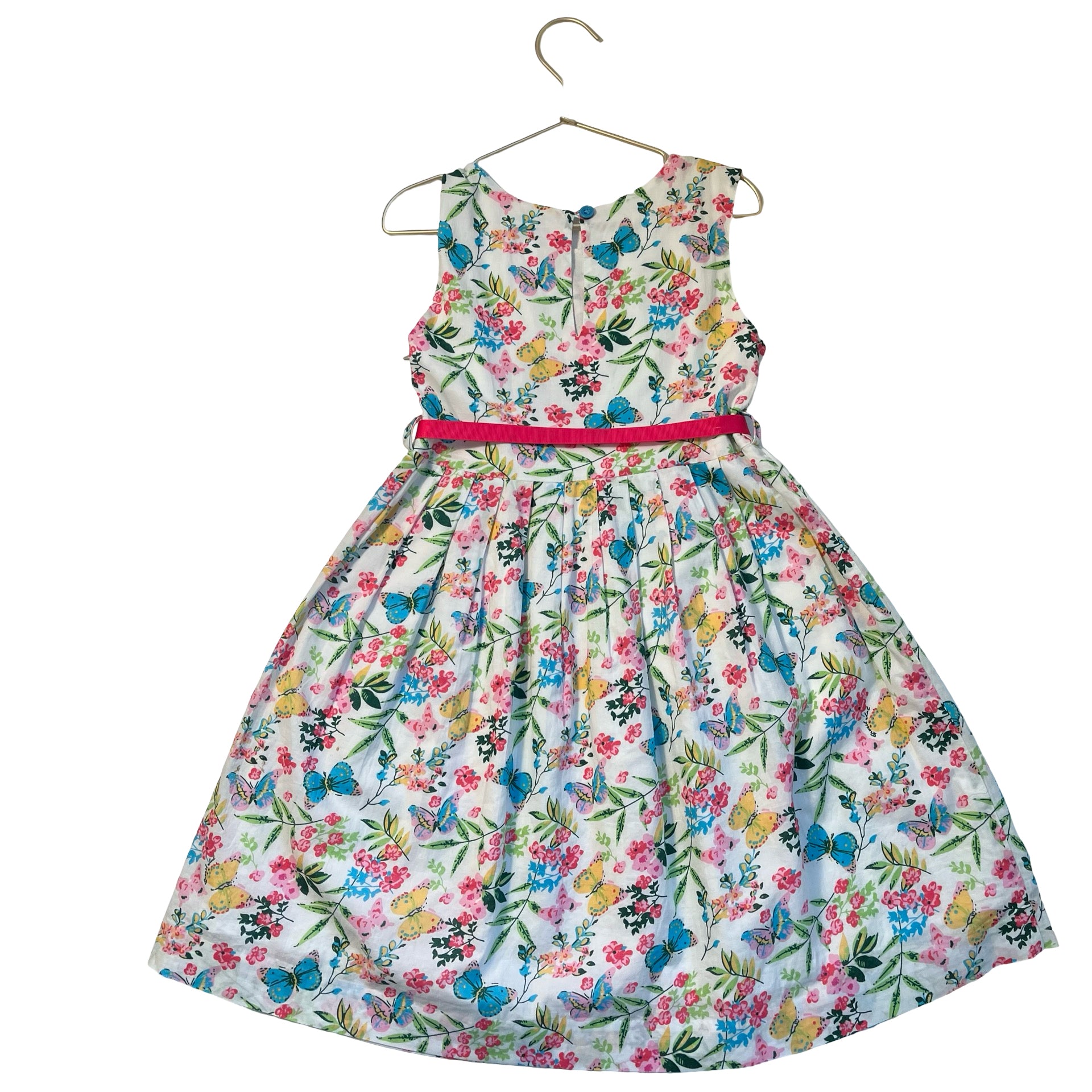 Rachel Riley Butterfly & Floral Print Ribbon Belt Dress - Size 7Y