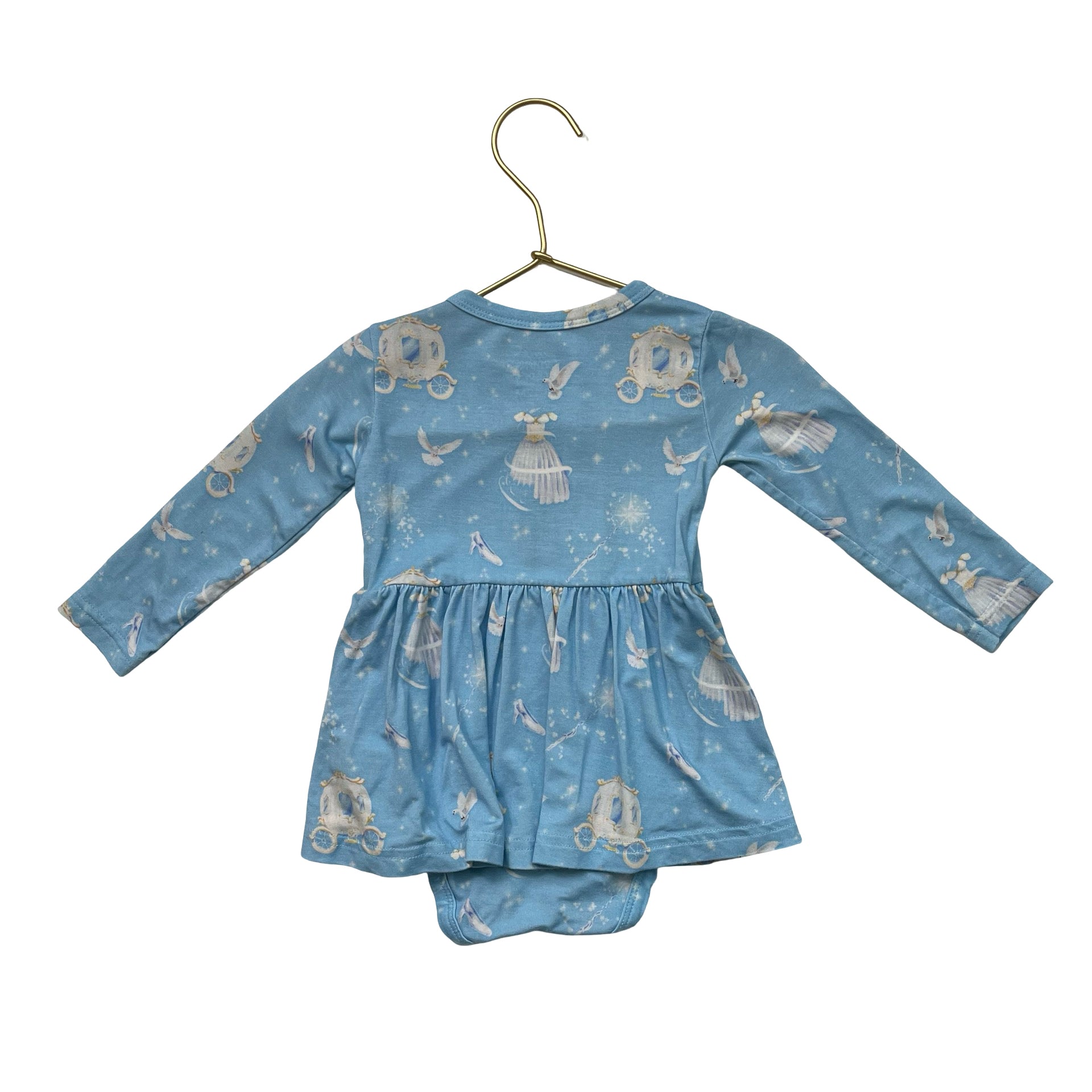 Little Crowns & Capes Light Blue Cinderella Bodysuit Dress - Size 6-12 Mo