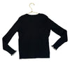 H&M Black Ribbed Knit Sweater, White Trim - Size 8-10