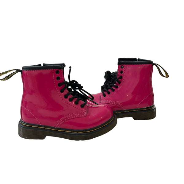 Dr. Martens Dark Pink Patent Boots - Size 7