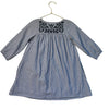Pink Chicken Navy Striped Embroidered Dress - Size 5Y