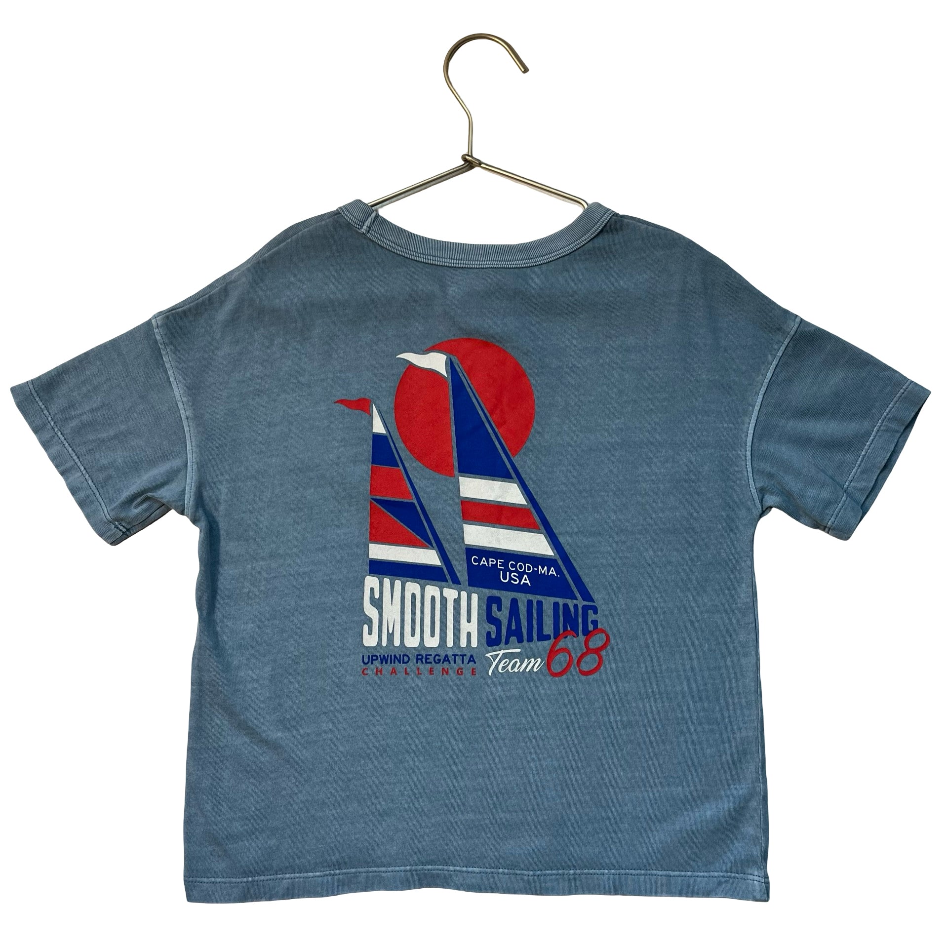 Cat & Jack Blue Vintage-Washed Sailboat Graphic T-Shirt - Size XS 4-5