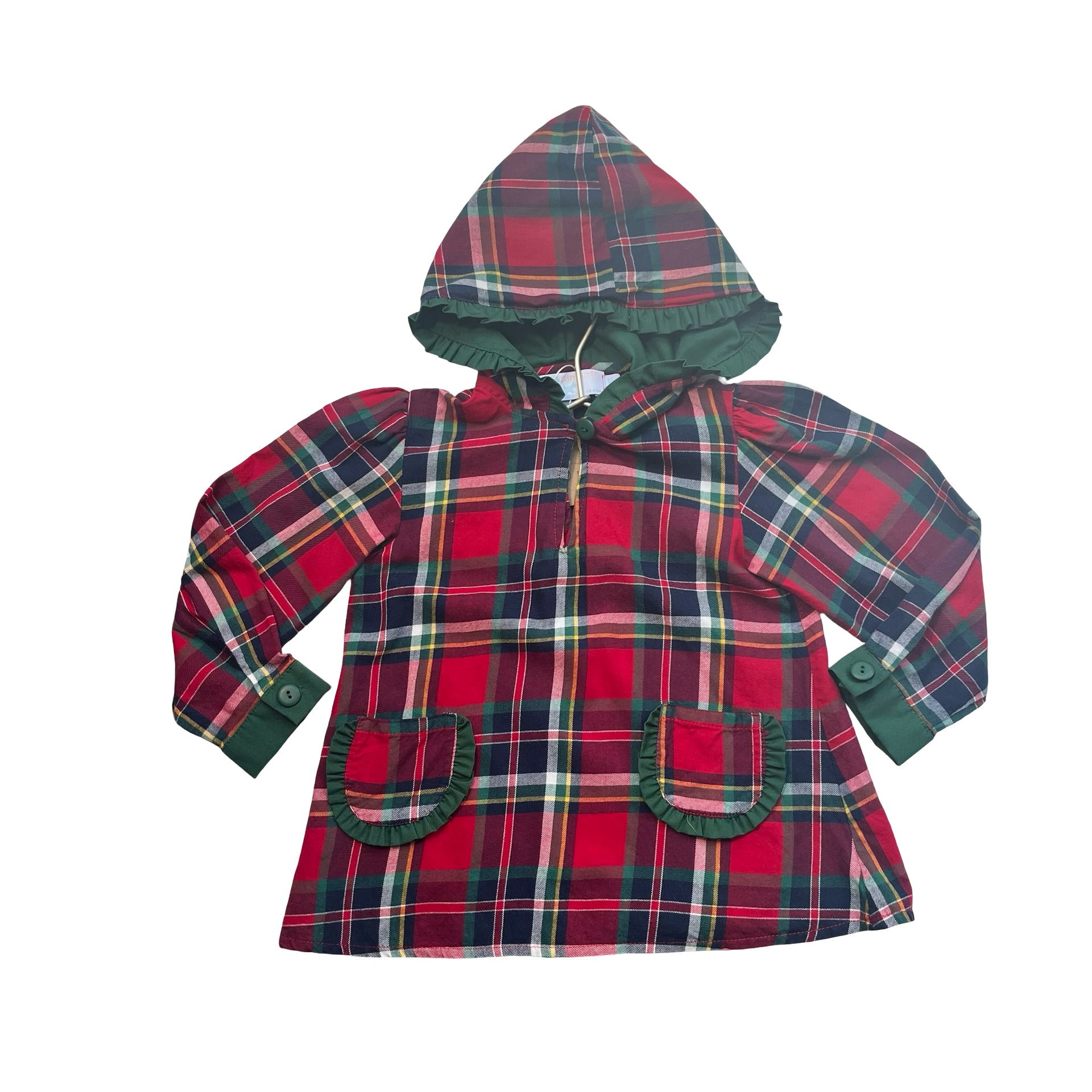 Sal & Pimenta Red Tartan Plaid Hooded Blouse - Size 3T