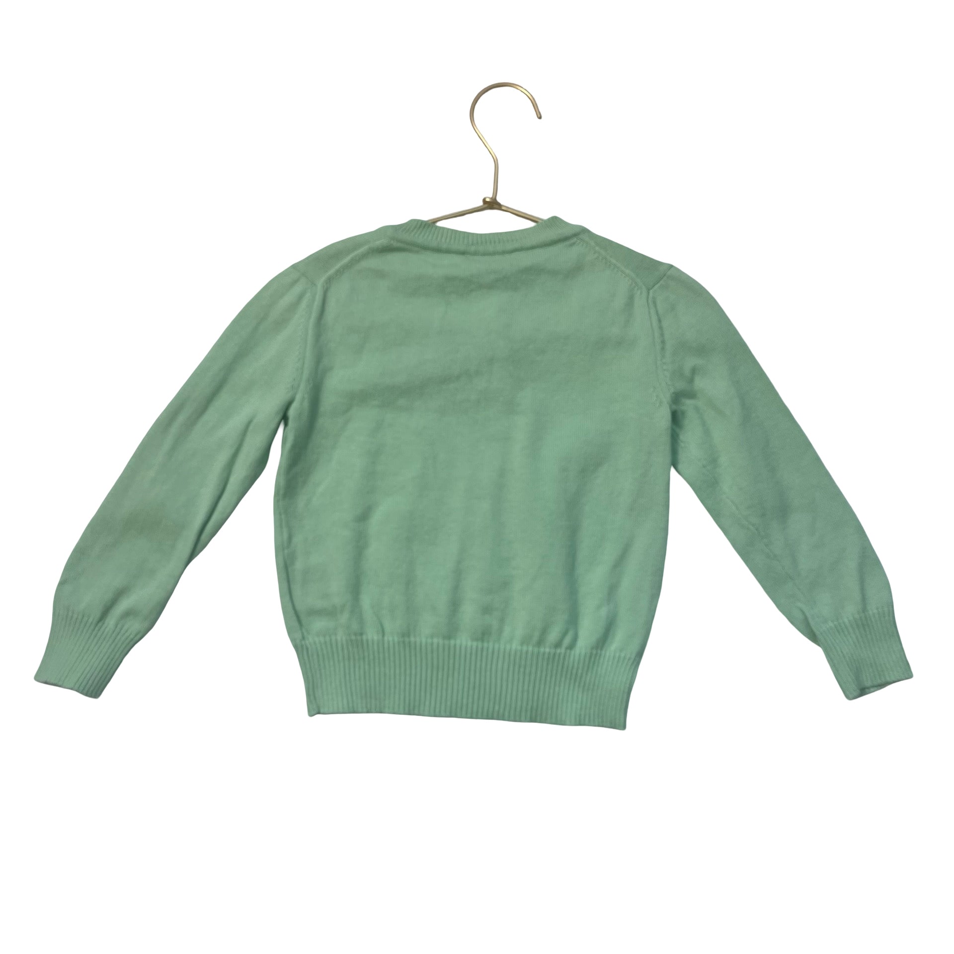 Leon Light Green V-Neck Cotton Sweater - Size 2Y