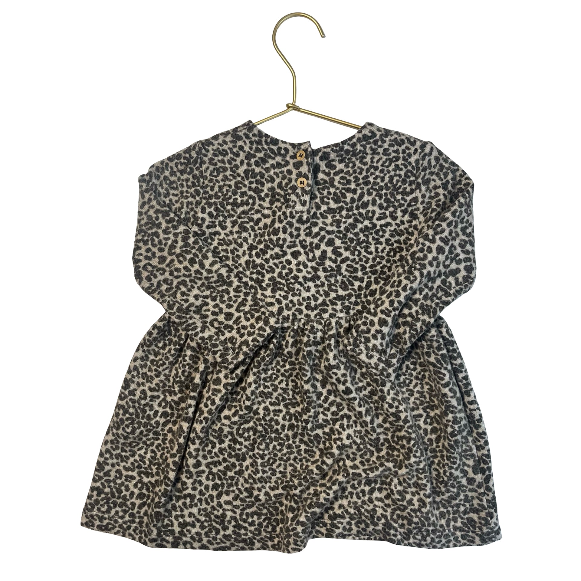 Zara Brown & Black Leopard Print Long Sleeve Sweater Dress - Size 18-24 Mo
