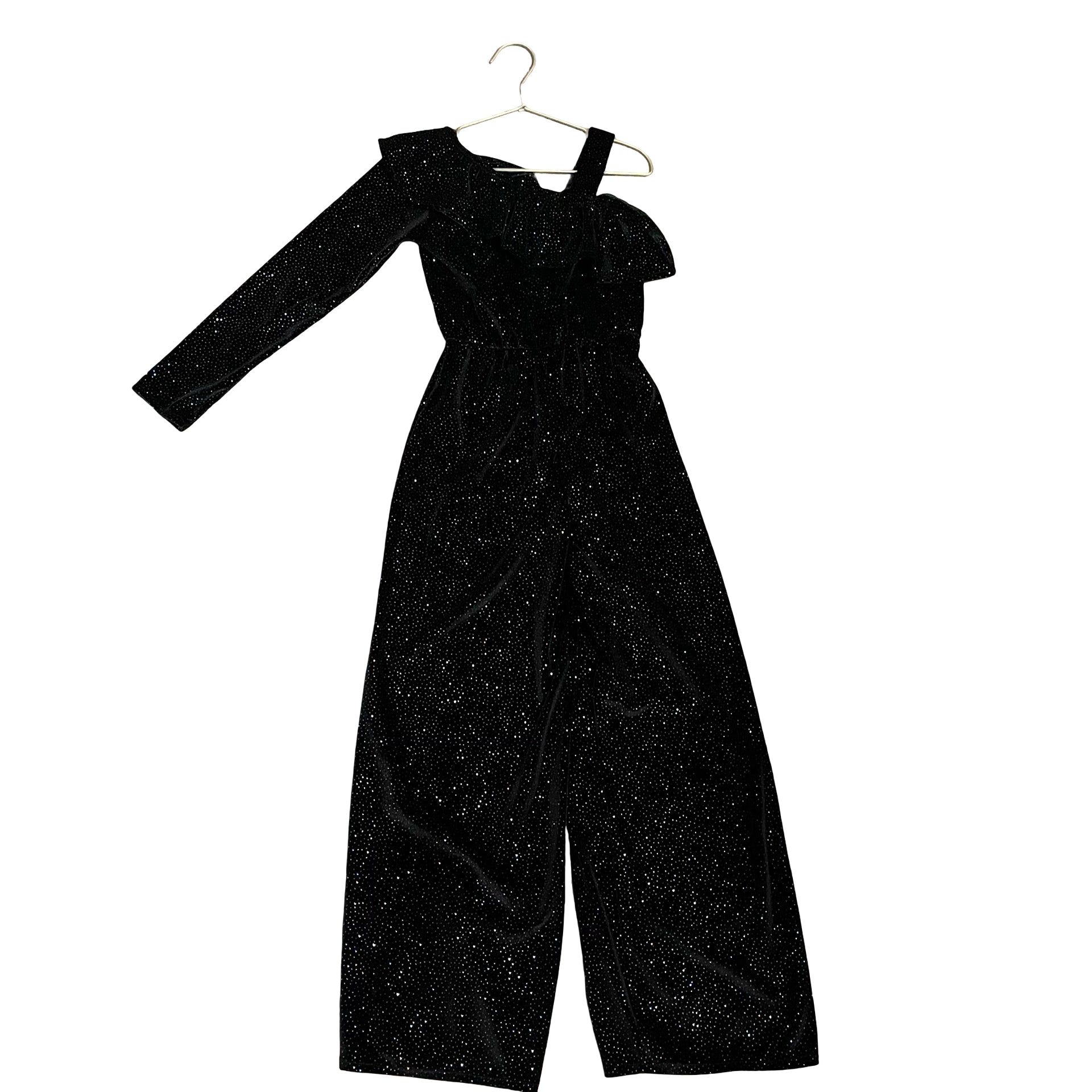 Zara Black Velvet Glitter Jumpsuit - Size 9