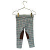 Janie and Jack Ivory, Green Tan Herringbone Equestrian Style Leggings - 18-24 Mo
