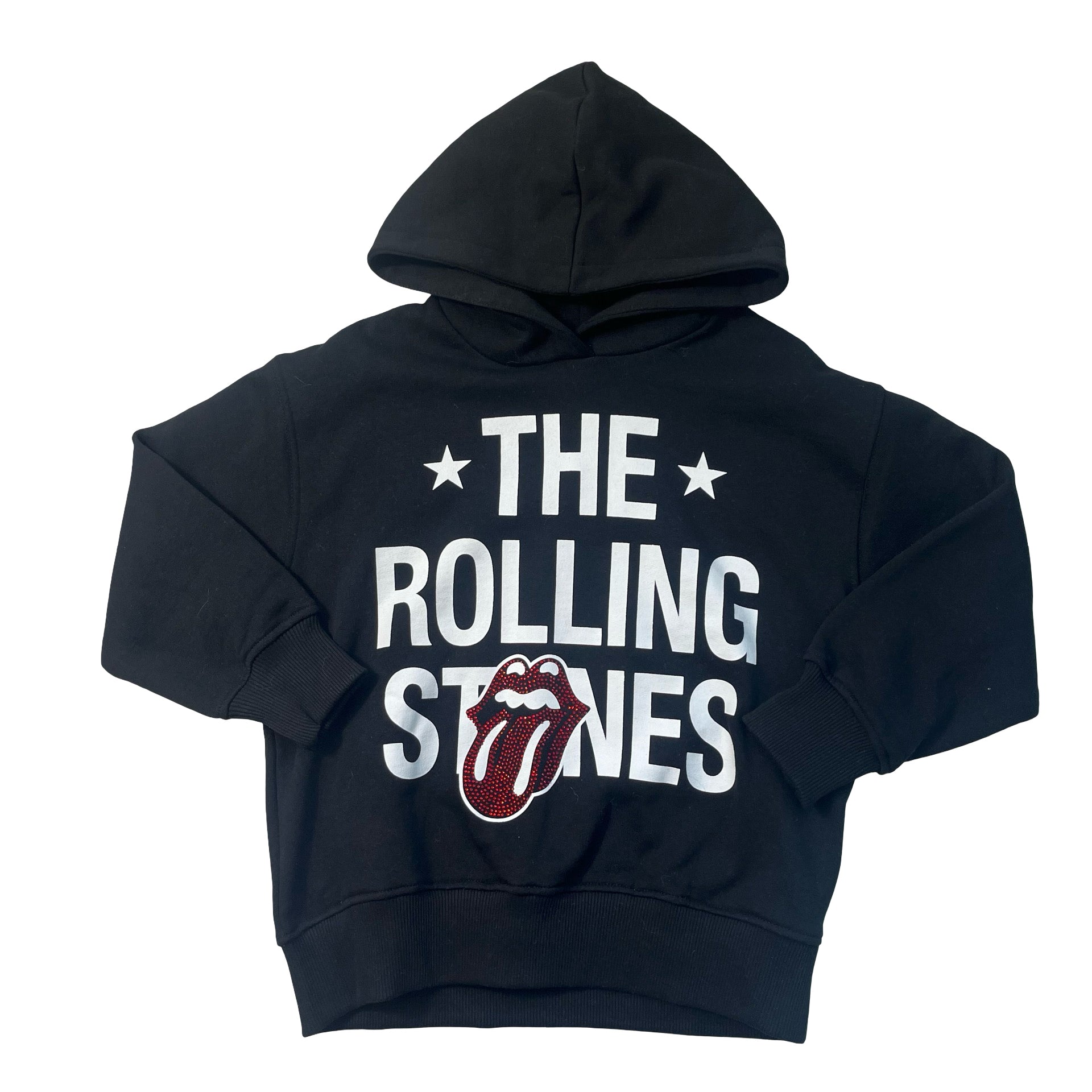 Zara x Rolling Stones Black & Rhinestone Hooded Sweatshirt - Size 6-7