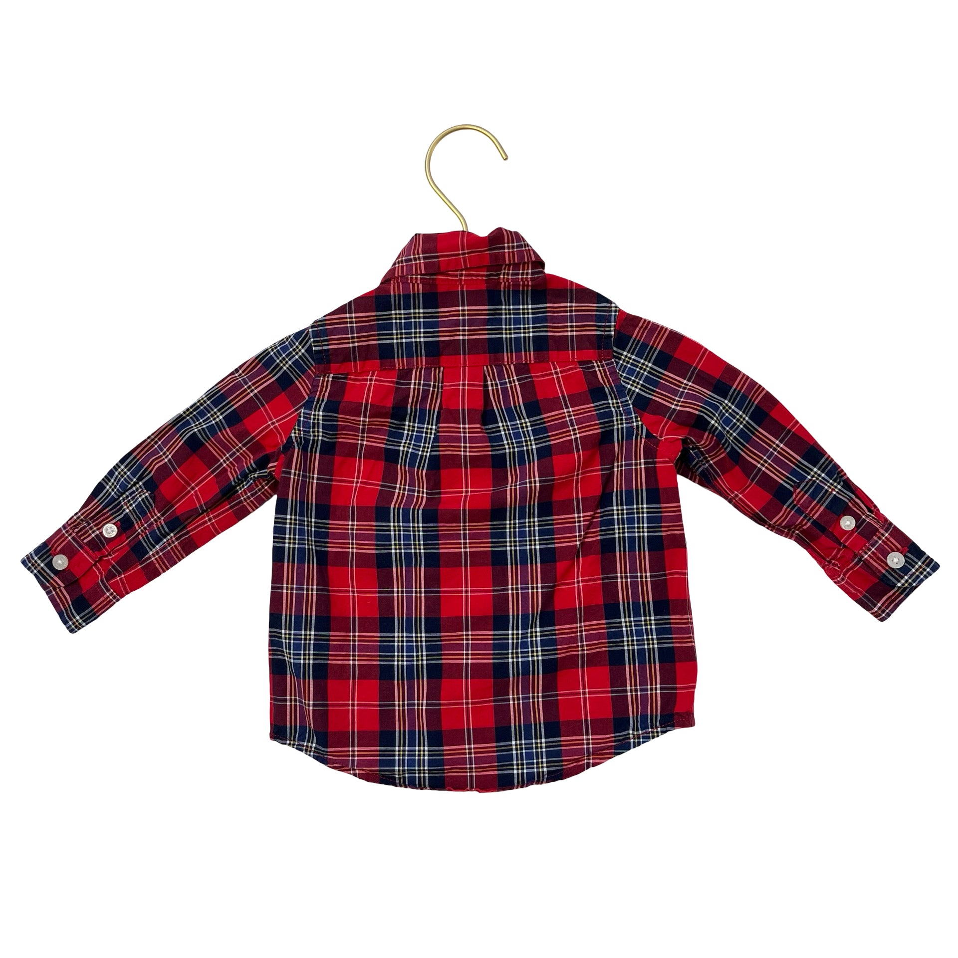 Janie and Jack Red Tartan Plaid Button Down Shirt - Size 6-12 Mo