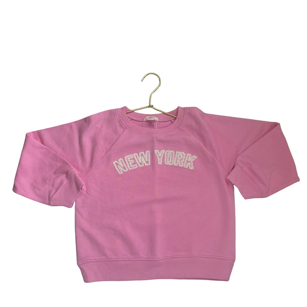 Crewcuts Pink & Ivory New York Embroidered Sweatshirt - Size S (6/7)