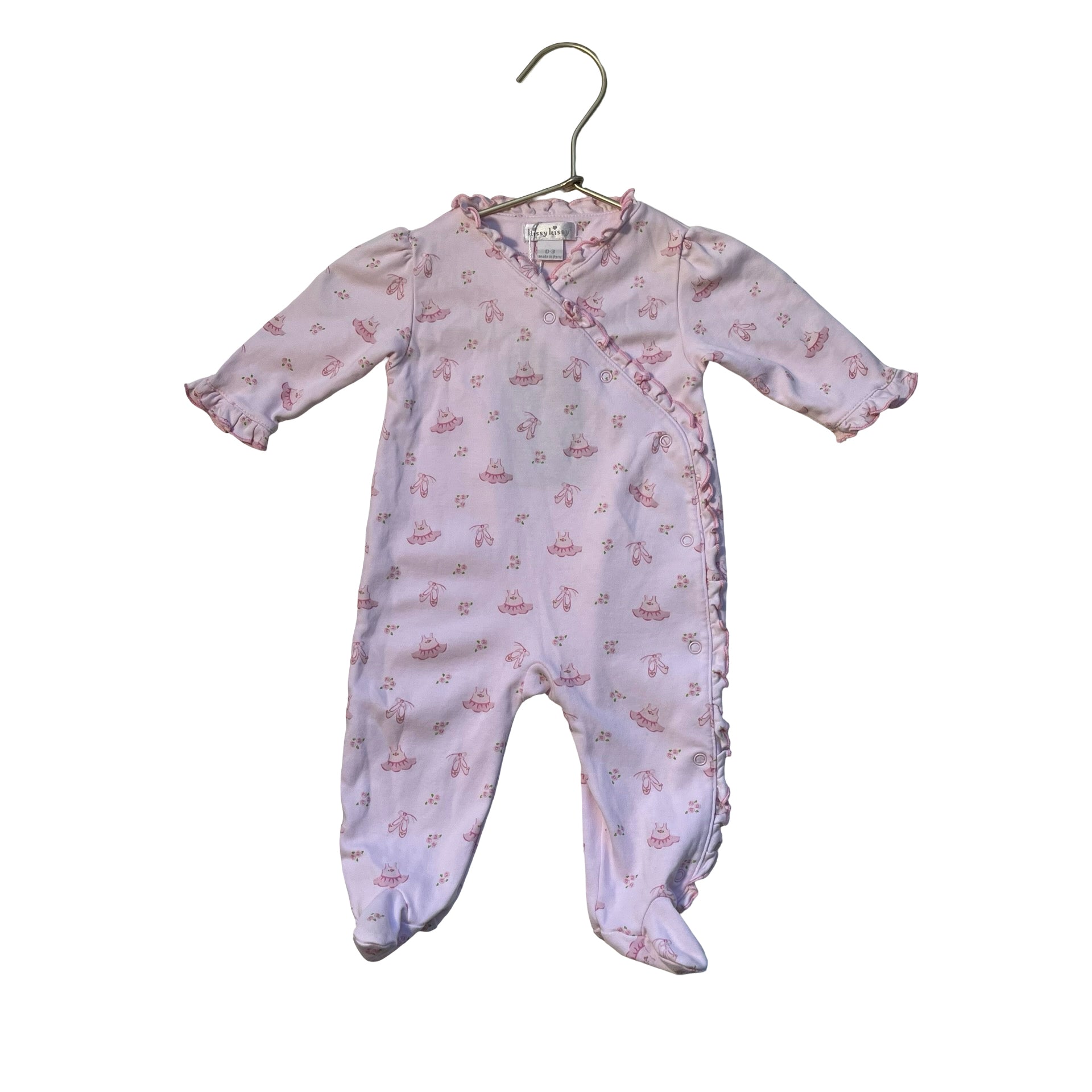 Kissy Kissy Pink Ballet Print Footed One-Piece - Size 0-3 Mo