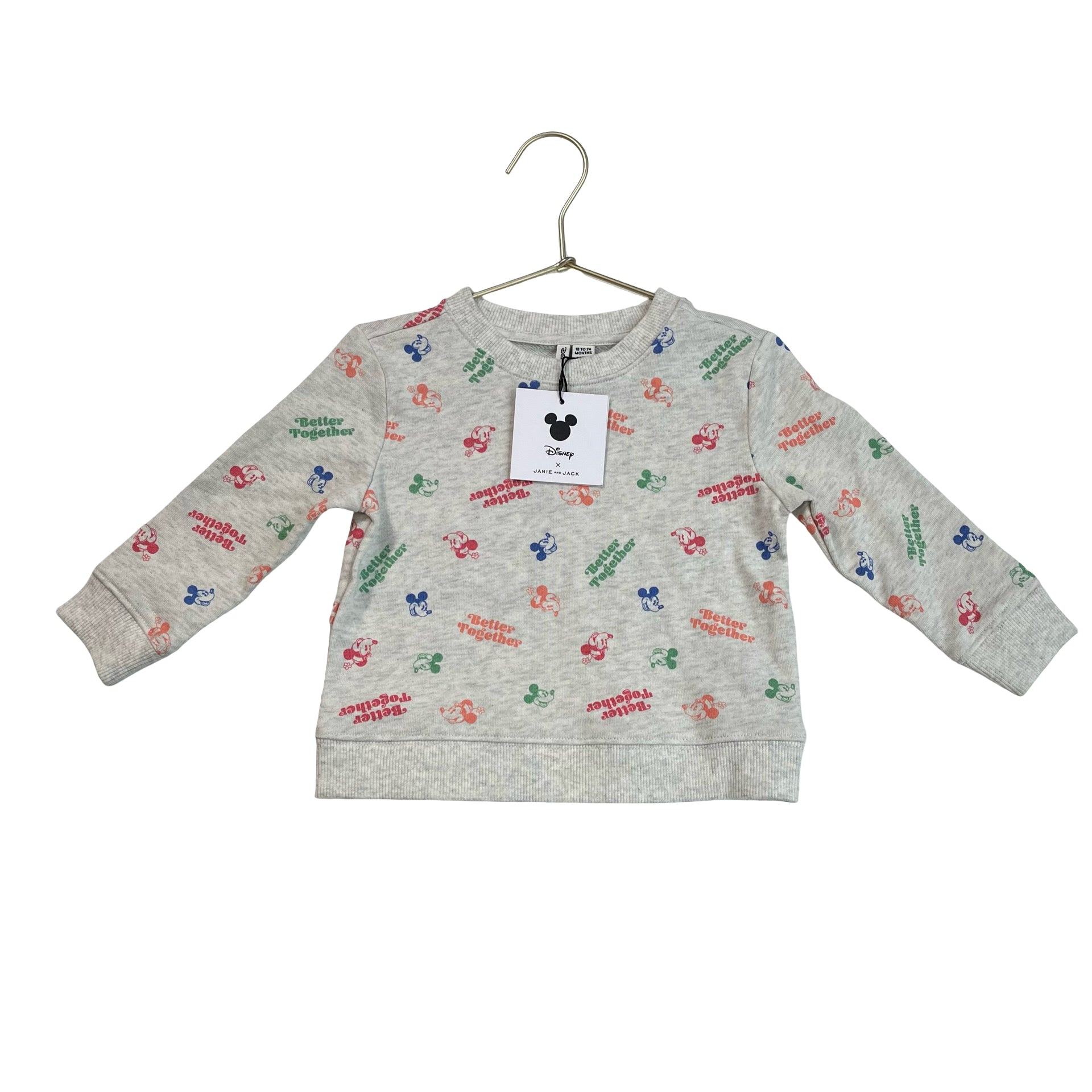Janie and Jack x Disney Gray 'Better Together' Sweatshirt with Tags - 18-24 Mo