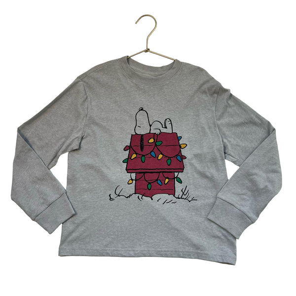 Crewcuts x Peanuts Gray Snoopy Christmas Lights Shirt - Size M 8-9