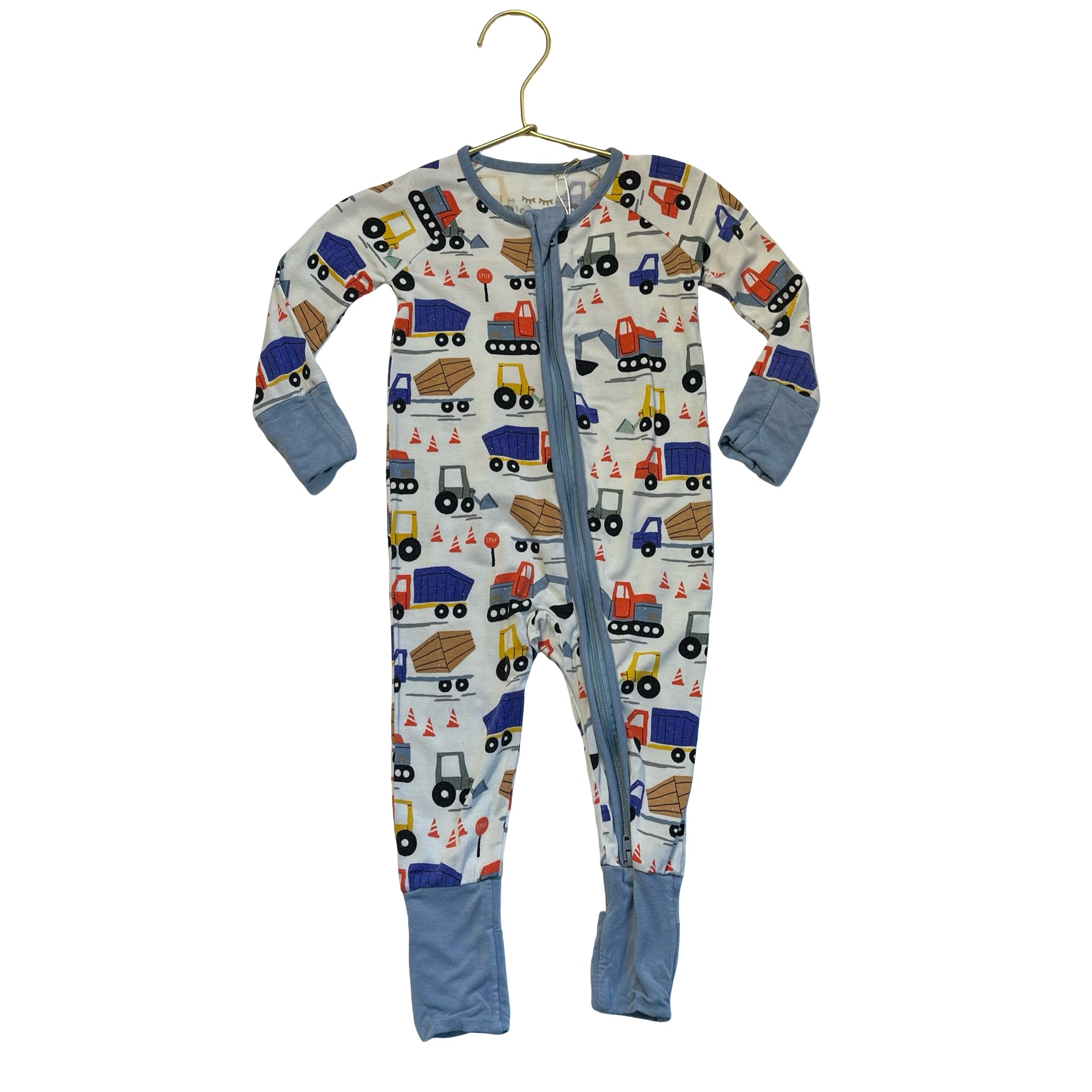 Little Sleepies Construction Truck Print One-Piece PJS - Size 3-6 Mo