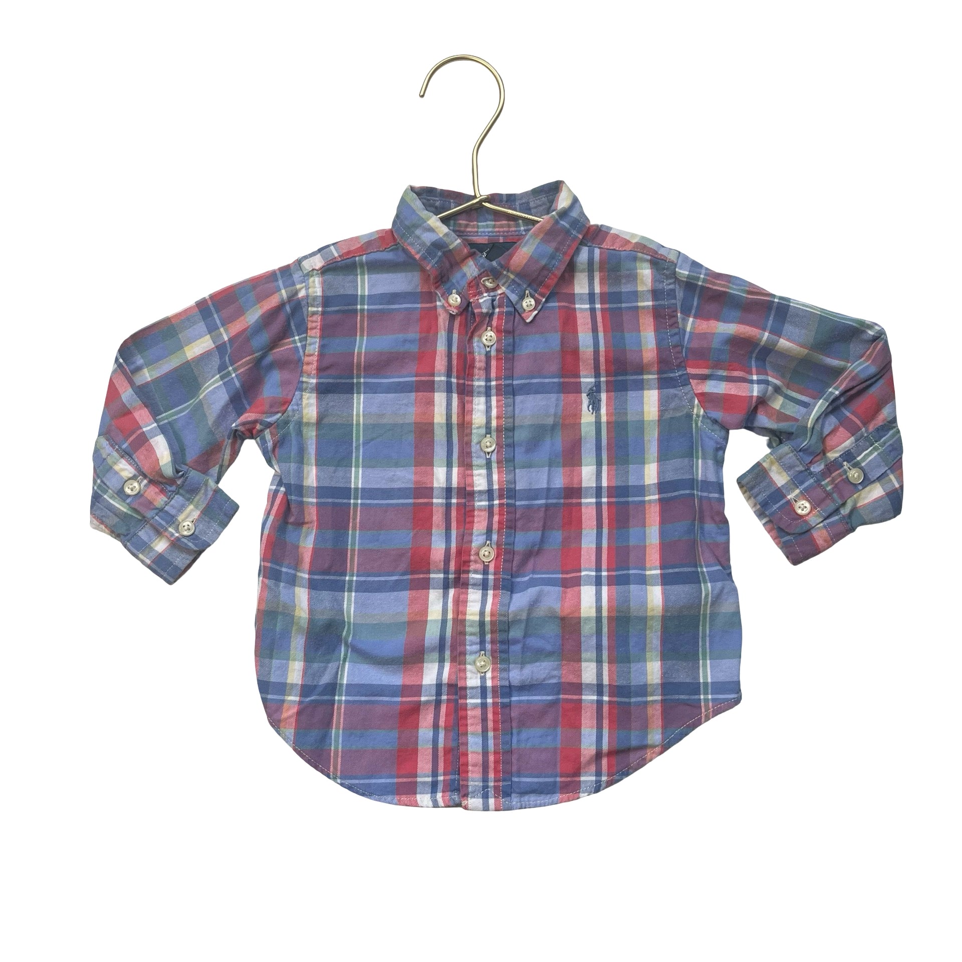 Ralph Lauren Colorful Plaid Brushed Cotton Button Down Shirt - Size 18 Mo