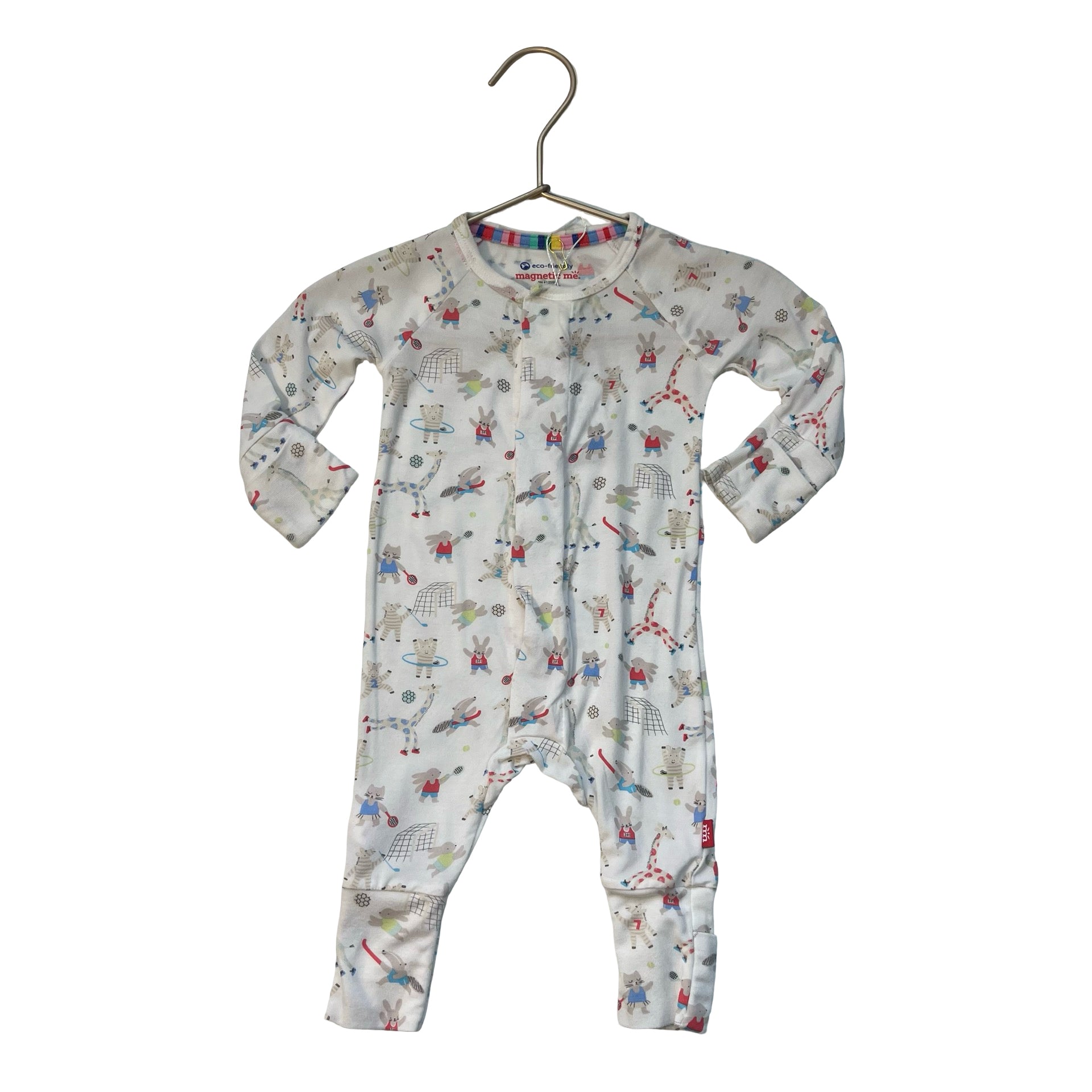 Magnetic Me Ivory Sports Animal Print One-Piece PJs - Size Newborn