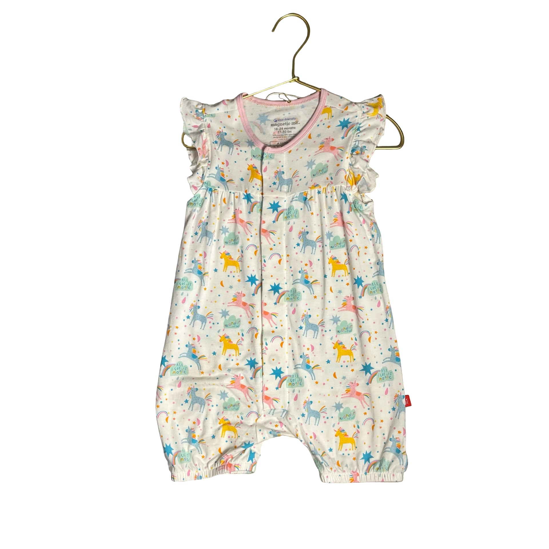 Magnetic Me Unicorn & Rainbow Print Romper - Size 18-24 Mo
