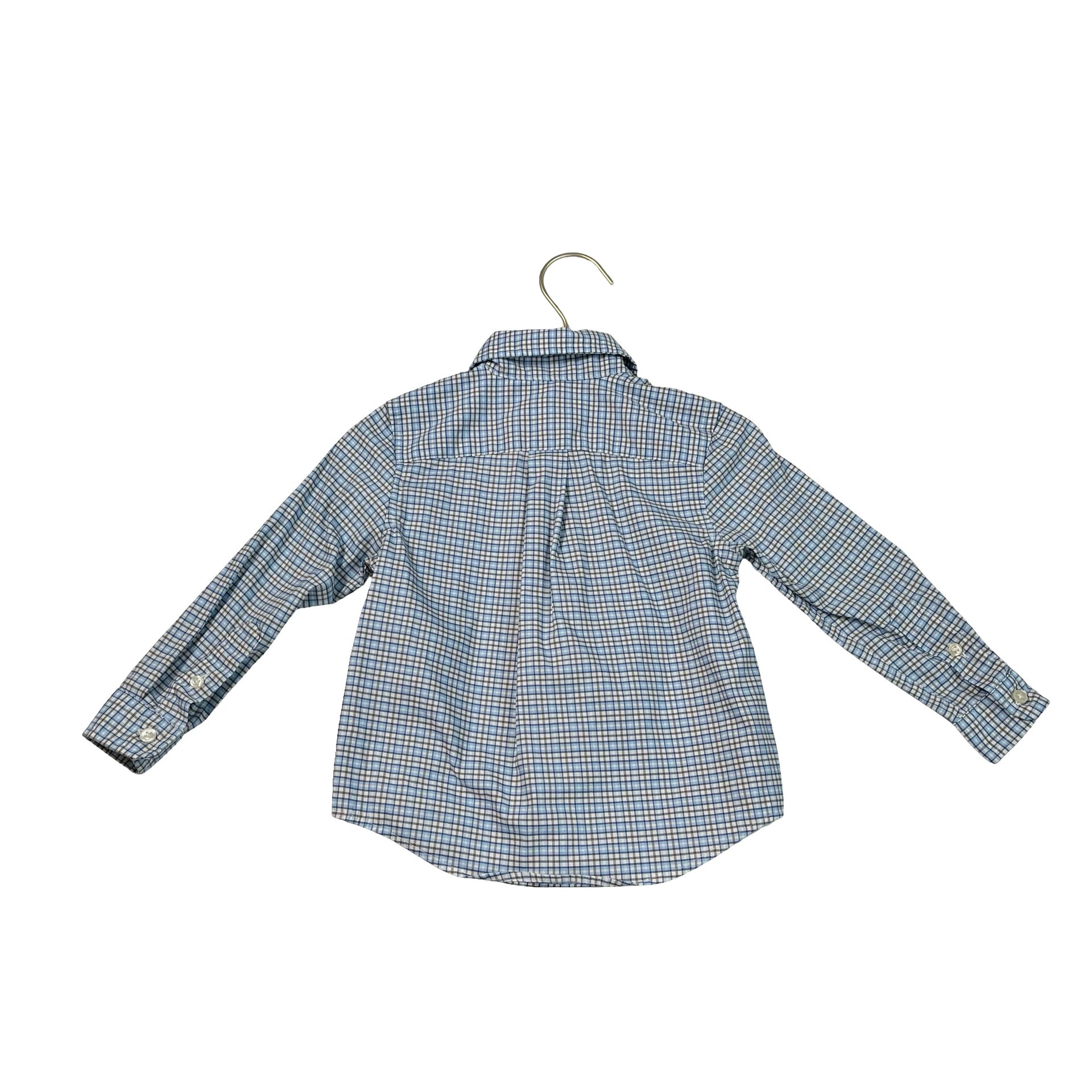 Vineyard Vines On-The-Go Performance Blue, Ivory, Gray Plaid Button Down - 2T