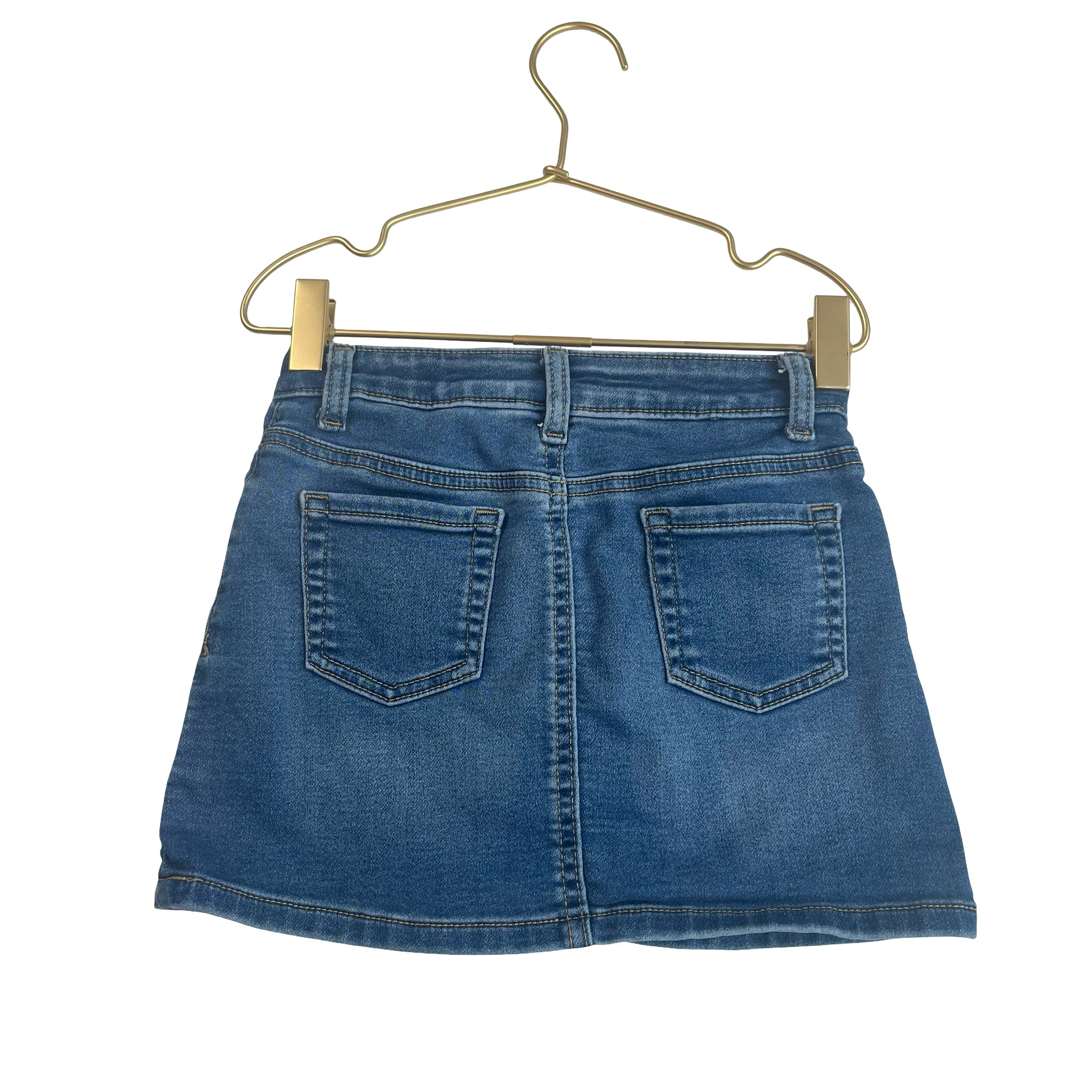 Cat & Jack Blue & Copper Button Down Jean Skirt - Size XS (4/5)