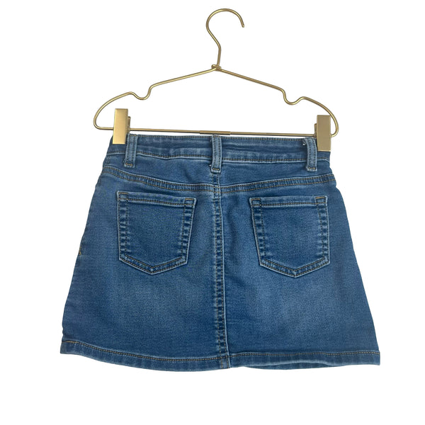 Cat & Jack Blue & Copper Button Down Jean Skirt - Size XS (4/5)