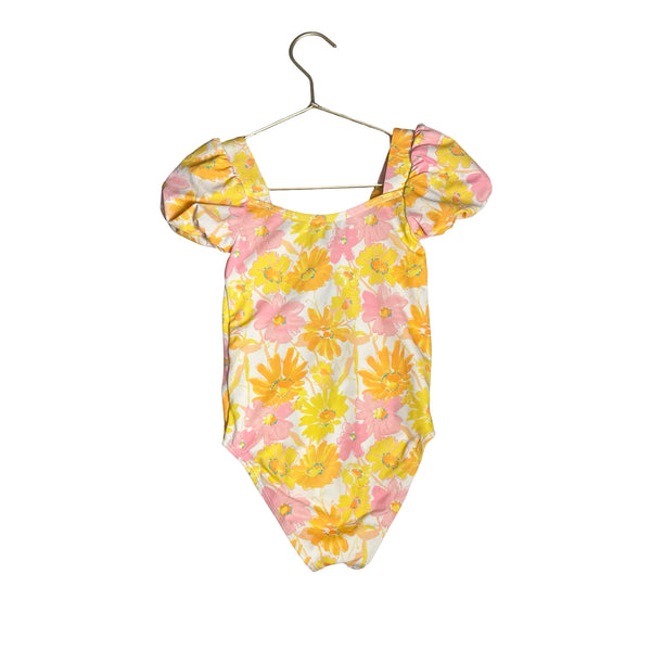Janie and Jack Yellow & Pink Floral Swim Suit - Size 5