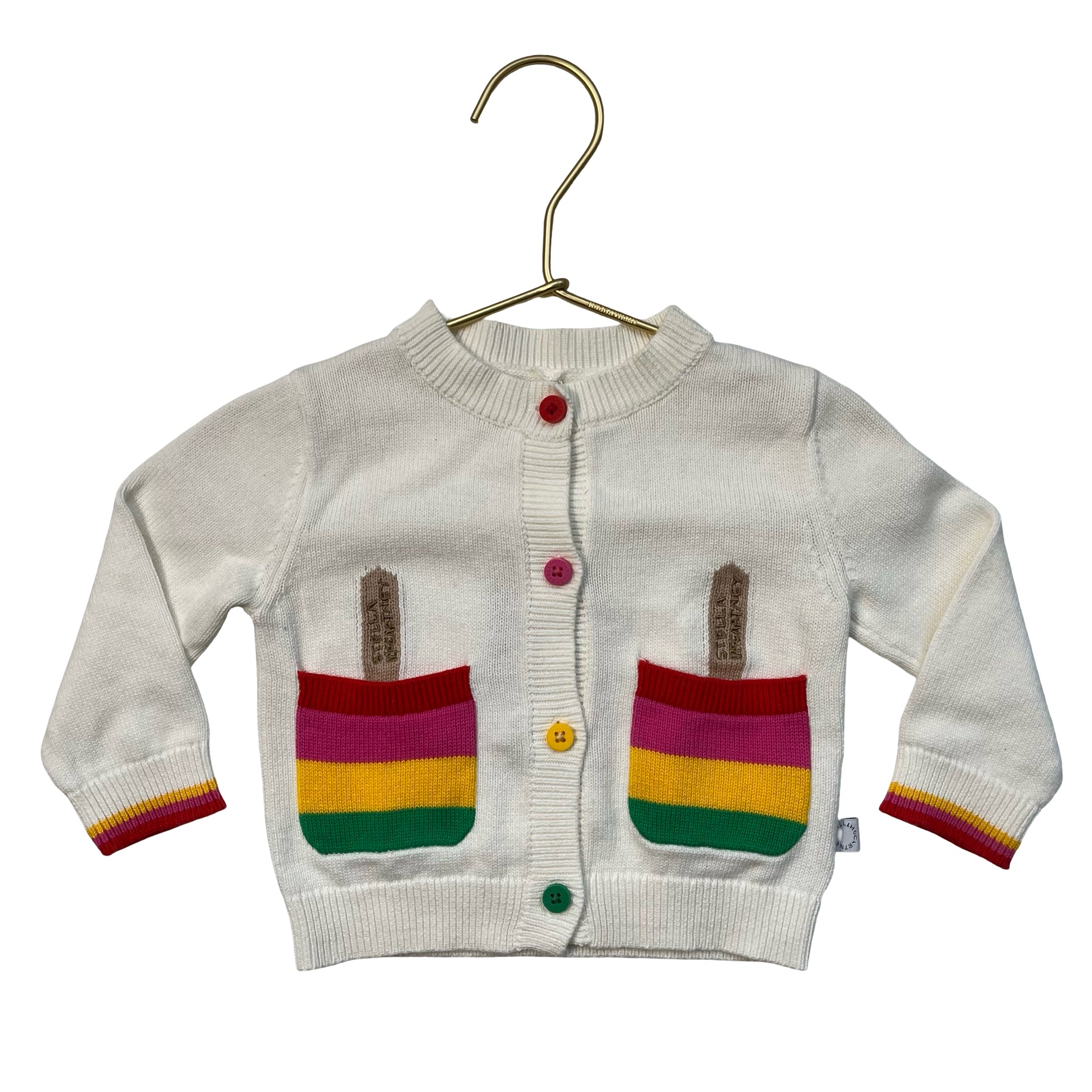 Stella McCartney Kids Ivory & Multi-Color Popsicle Cardigan Sweater - Size 6 Mo