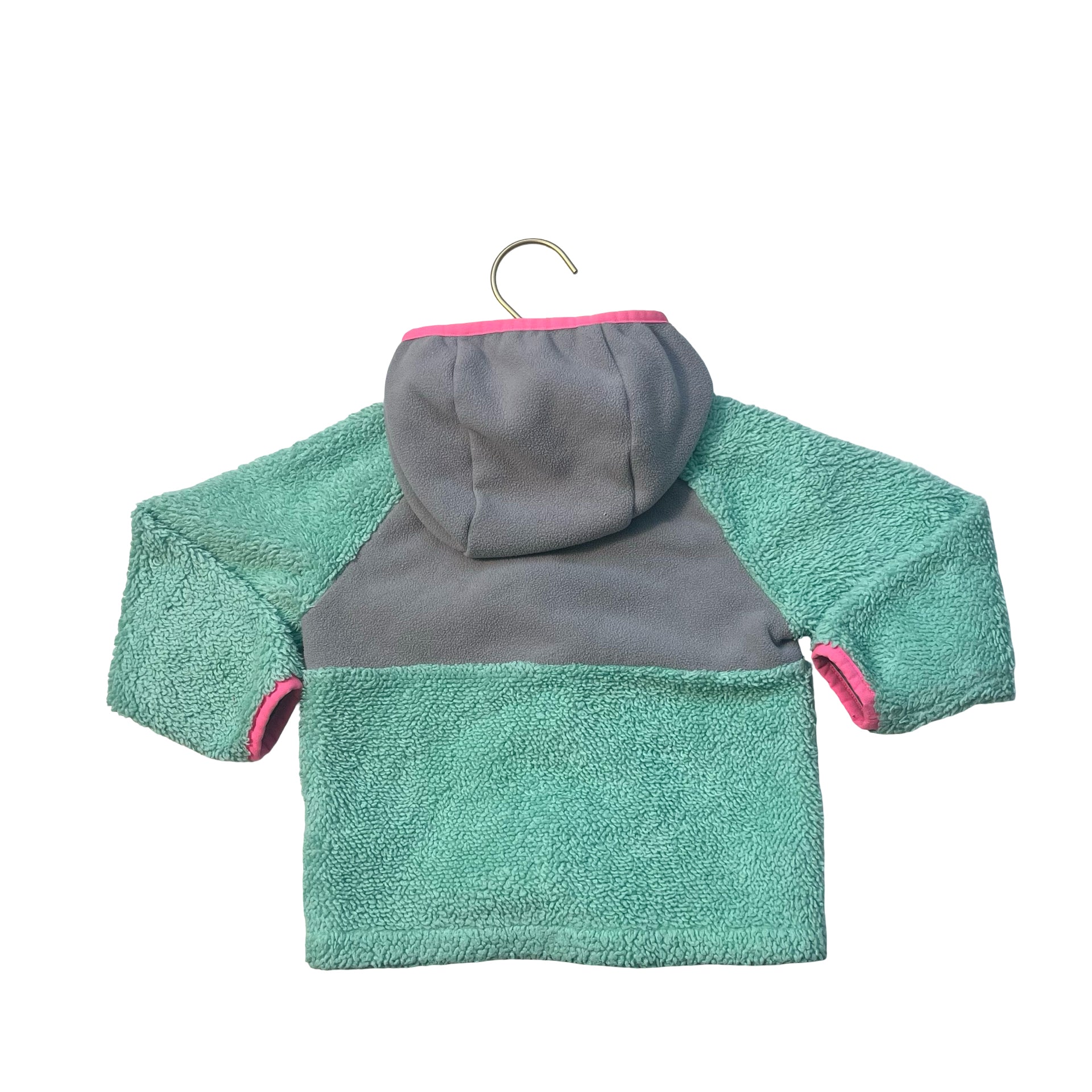 North Face Mint Green, Gray, Pink Hooded Fleece Jacket - Size 2T