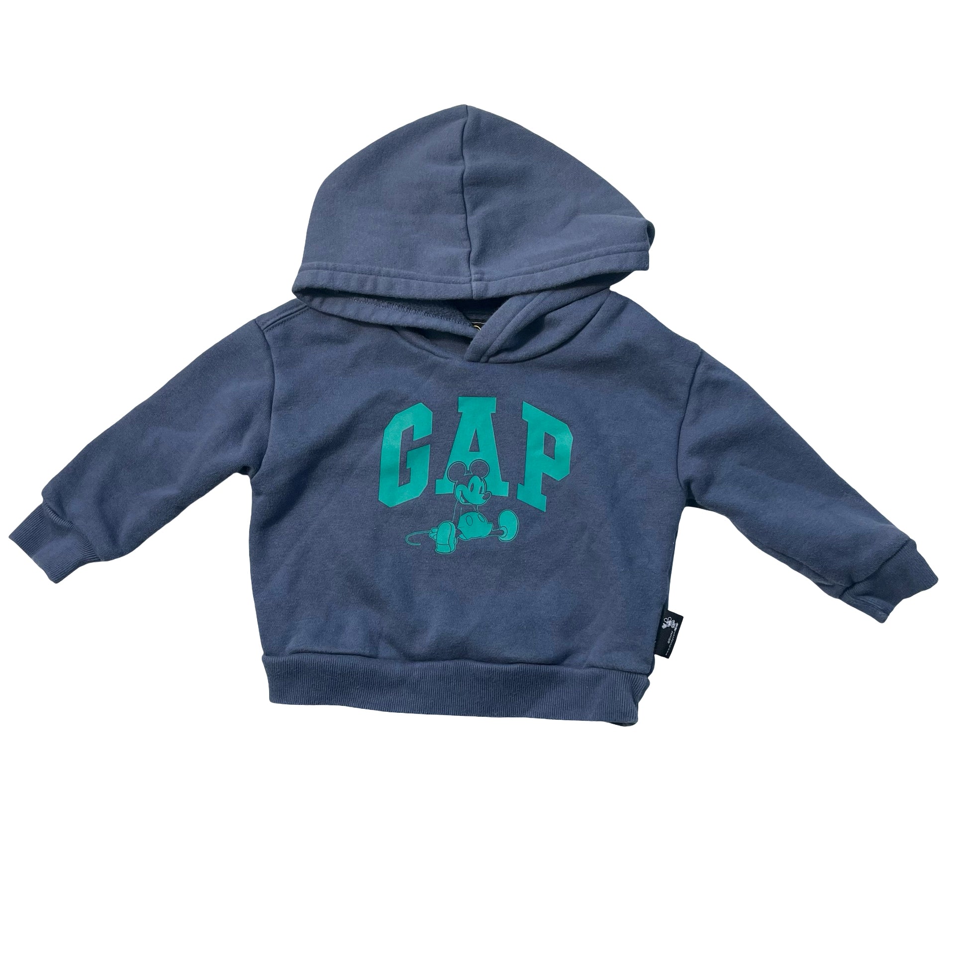 Gap x Disney Blue & Green Mickey Mouse Hooded Sweatshirt - Size 12-18 Mo
