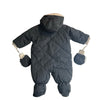 7 A.M. Enfant Fleece-Lined Dark Gray Quilted Baby Bunting & Mittens - 3-6 Mo