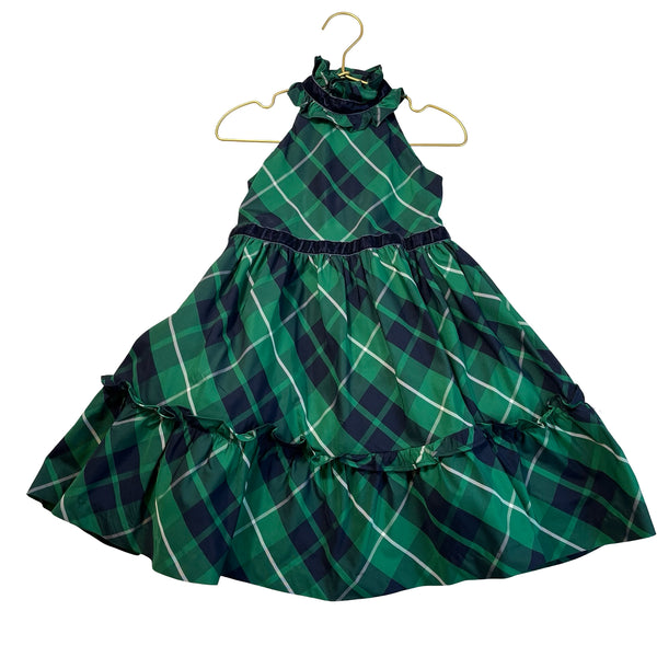 Janie and Jack Green & Navy Tartan Plaid Dress - Size 3