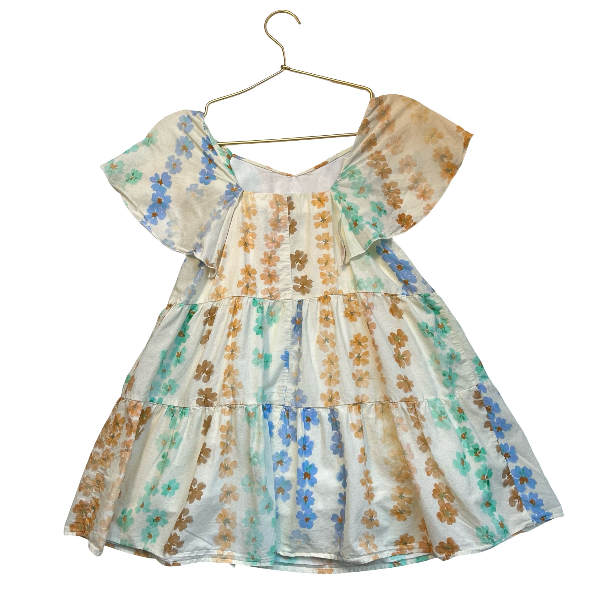Zara Ivory & Pastel Flower Print Dress - Size 7