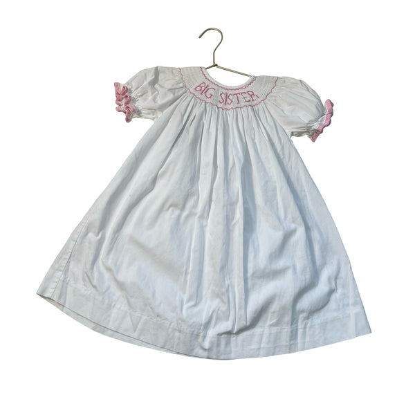 Southern Sunshine White & Pink Smocked 'Big Sister' Dress - Size 3