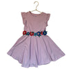 Mini Boden Lavender Striped Flower Applique Dress - Size 6-7Y