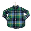 Janie and Jack Green & Navy Plaid Flannel Button Down Shirt - Size 3