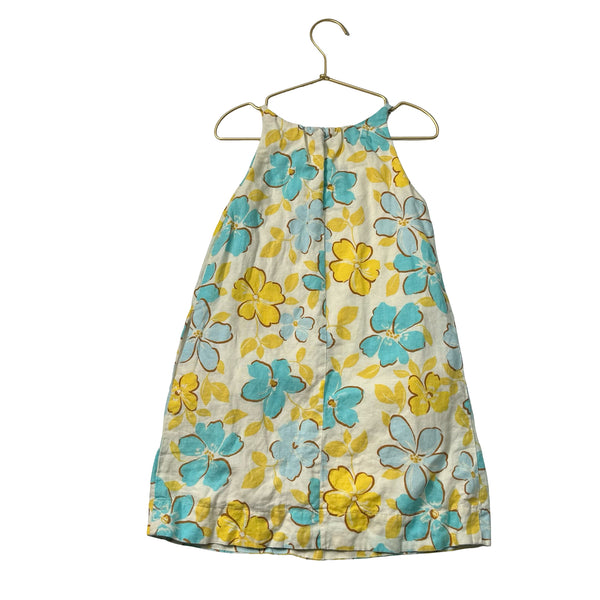 Zara Ivory, Yellow & Teal Floral Sleeveless Dress - Size 6/7