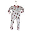 Kyte Ivory & Red Bear Heart Print Footed PJs - Size 0-3 Mo