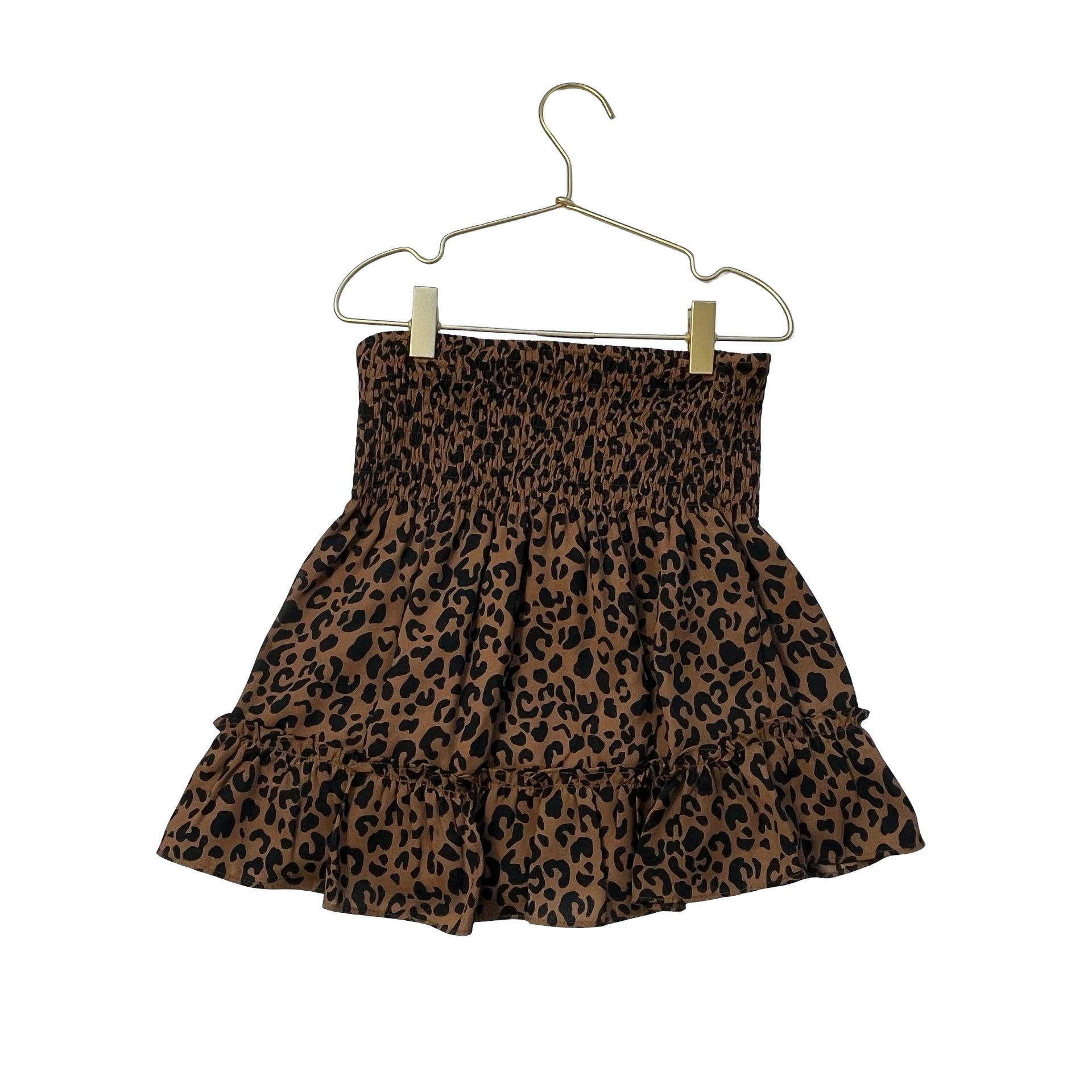 Aqua Brown & Black Leopard Print Skirt - Size M 9-10