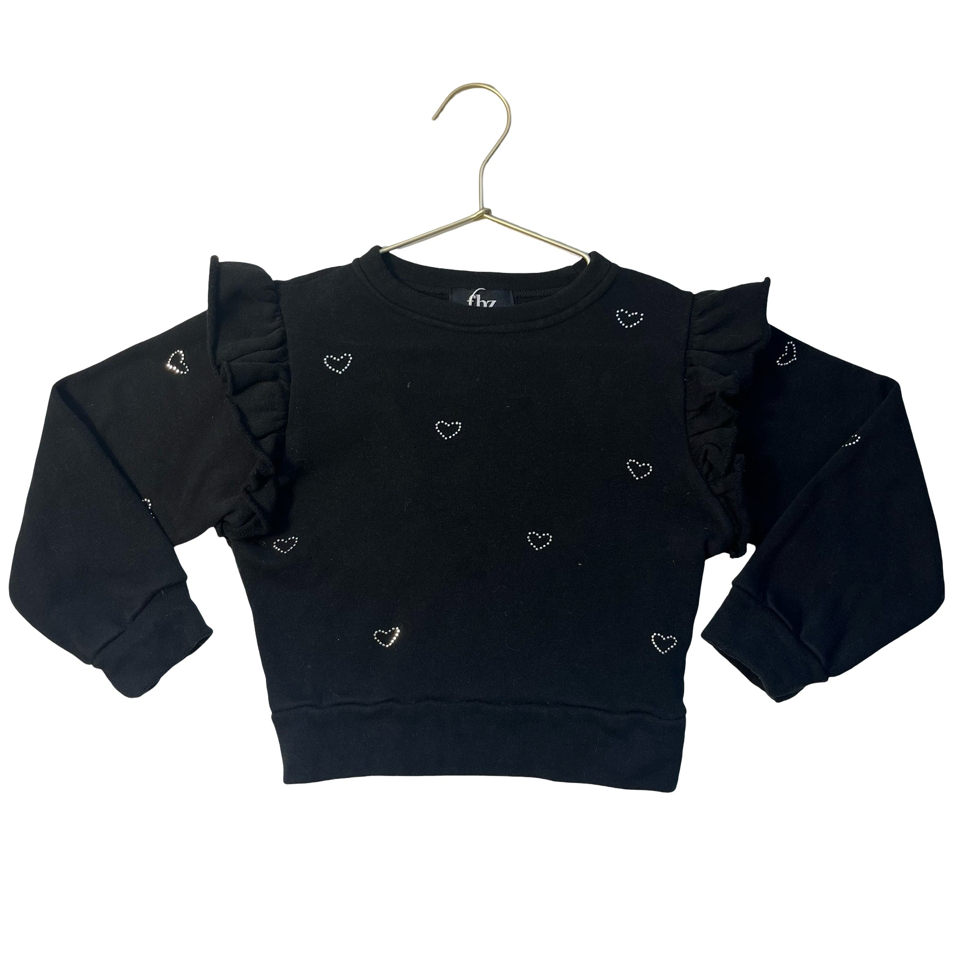 FBZ Flowers by Zoe Black & Rhinestone Heart Sweatshirt - Size 5