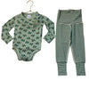 Hanna Andersson Green Turtle Print Bodysuit & Striped Pants Set - 12-18 Mo